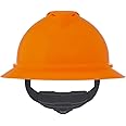 MSA 10167921 V-Gard 500 Full-Brim Hard Hat With Fas-Trac III Ratchet Suspension | Polyethylene Shell, Superior Impact Protection, Self Adjusting Crown Straps - Standard Size in Hi-Viz Orange