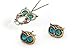 KATGI Classic Style Crystal Owl Design Sweater Chain Pendant Necklace