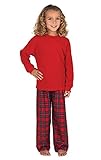 PajamaGram Big Girls' Stewart Plaid Pajamas with Red Top