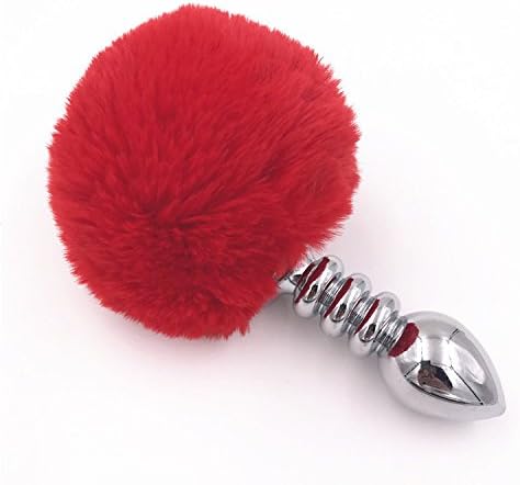 Faux Spherical Rabbit Tail Butt Backyard Stopper Sexy Toy Color Red