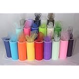 Sheerah Tulle Rolls Set | 20 Assorted Colors | 6" Width | 25 Yards x 20 Rolls = 500 Yards