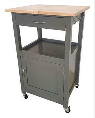 eHemco Kitchen Island Cart Natural Wood Top (Grey)