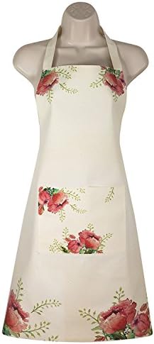 Red Cat Dreams Women's Apron for Kitchen, Cooking, Baking with Bib and Large Pocket, Cute Pattern (Peony)