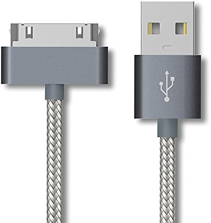 Enligten 2-Pack 3FT 6FT Extra Long 30 Pin to USB SYNC and Charge Cable Cord for Apple iPhone 4/4s, iPod 1-6 Gen, iPod 1-4 Gen, iPad 1-3 Gen (Gray)