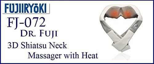 Fujiiryoki FJ-072 3D Shiatsu Neck Massager with Heat, Easy to Operate, 2 Speed Options, 3D Design with 8 Nodes, 15-minute Auto Shut Off, Clockwise and Counter-clockwise Options, 12V Design