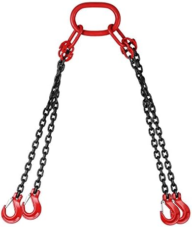 Geindus Chain Sling 9/32" X 4.5" Engine Lift Chain 3 Ton G80 Alloy Steel Engine Chain Hoist With 4 Leg