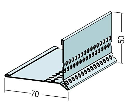 Kiesfangleiste Aluminium 2,5m, Kiesleiste mit Tropfkante 50x70mm, 1 Stück Silber, Lochblech Aluminium, Abschlussleiste… – Bild 3