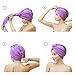 SOFTOWN Microfiber Hair Drying Turban Towel Ultra Absorbent with 2 Buttons for Long Hair, 1 Pack, Purple, 11 x 28 inch