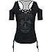 Dressation Womens Street Punk Skull Hollow-Out Short Sleeve T-Shirt
