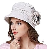 Urban CoCo Women's Wool Blend Foldable Cloche Bucket Winter Hat with Flower Accent