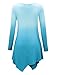 Lock and Love WT1050 Womens V Neck Long Sleeve Dip Dye Handkerchief Hem Tunic Top L AQUA