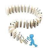 Dominoes Set, Kictero Dominos Tournament Jumbo Size, Set of 28 Double Six Dominoes Game Tiles with Spinner, Building Blocks Racing Games