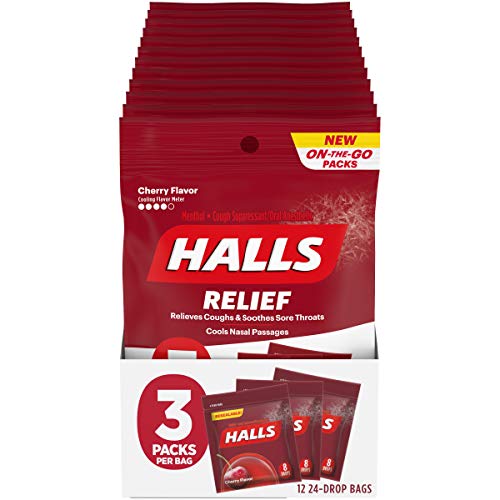 HALLS Relief Flavor Cough Drops, Bags 3 Onthego Packs Per Bag
