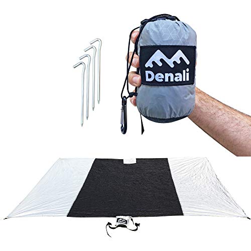 Waterproof Outdoor Blanket For Beach, Backyard or the Back Country. Perfect Rainfly or Tarp (XL 60″ x 90″) The Ideal Camping and Hiking Accessories Includes Durable Metal Stakes and Attached Stuff Bag