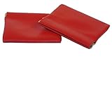 Coin Wallet Coin Purse Vinyl Squeeze Coin Pouch Change Holder - Red Faux Leather Squeeze Coin Purse with Gold Tone Frame - 2 Pieces.