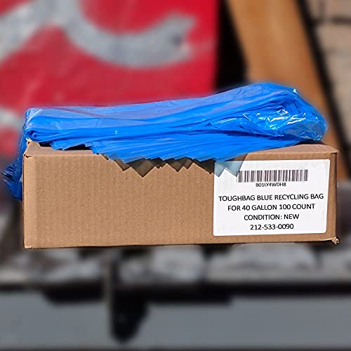 ToughBag 1216 Gallon Blue Recycling Tall Kitchen Trash Bags 1.2 Mil