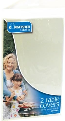 Kingfisher KCTC1 Disposable Plastic Table Covers 120 x 120cm White Pack Of 2