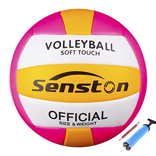 Senston Volleyball Official Size 5 Soft Touche Volley Ball Indoor Outdoor Beach Volleyballs (Pink)