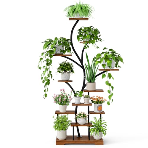 ChillCruiser Plant Stand with Growth Light Indoor Plant Shelf with 11 Levels and LED Light, 160 cm Metal Shelf for 15-18 Pots, Space Saving