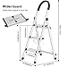 Lionladder 3 Step Ladder, Folding Step Stool with Wide Anti-Slip Pedal, 330lbs Sturdy Steel Ladder, Sponge Safety Handgrip, Lightweight, Portable Step Stool，Silver