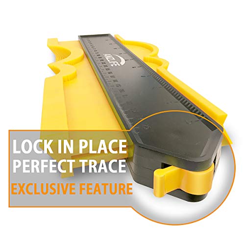 Contour Gauge with Lock, 10 Inch+5 Inch Precisely Copy Irregular Shape Duplicator Welding Woodworking Tracing Tool for DIY Handyman, Corner, Tiles