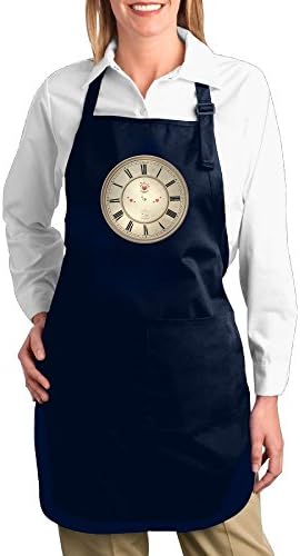 Dogquxio The Clock Kitchen Helper Professional Bib Apron With 2 Pockets For Women Men Adults Navy