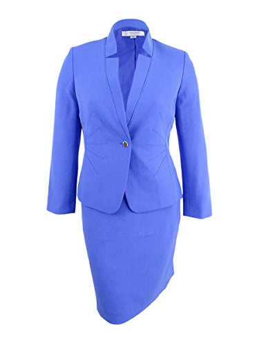 Tahari ASL Women's Star-Neck Skirt Suit (10, Deep Lavender)
