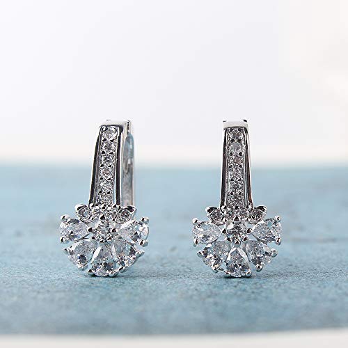 925 Sterling Silver Small Hoop Earrings Cubic Zirconia cartilage, Cubic Zirconia Cuff Earrings Huggie Stud, Gold Plated Huggie Earrings for Women Hypoallergenic (Big CZ-Silver)