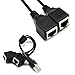 Network RJ45 Splitter Adapter, 1 to 2 Port Ethernet Socket Connector,RJ45 Male to 2 x Female LAN Ethernet Splitter Adapter Cable Compatible with Cat5, Cat5e, Cat6, Cat7(Black-1 to 2)