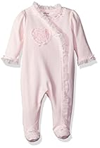 Little Me Baby-Girls Newborn Rosette Heart Footie, Light Pink, 3 Months