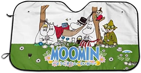 ムーミン 車用 サンシェード カーフロントカバー 紫外線対策 遮光 断熱 130 70cm 吸盤取付