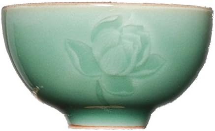 Celadon 1.6-Ounce Handcraft Kung Fu Teacups Engraved Luto Porcelain Sake Cups(G-Luto)