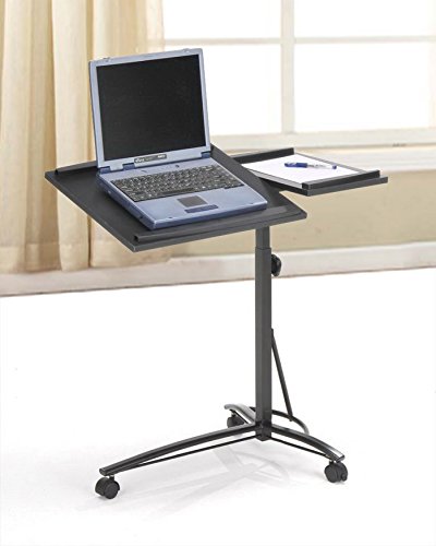 Black Desks Laptop Computer Stand with Adjustable Table Top and Casters