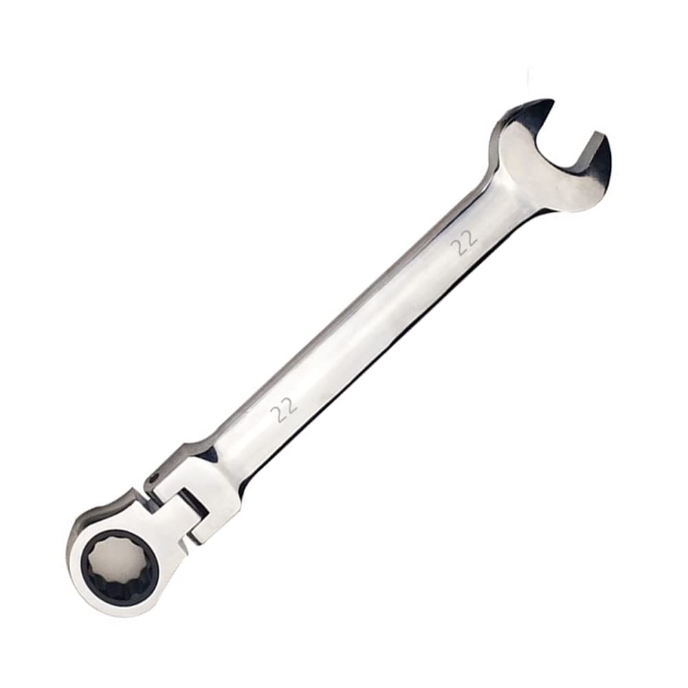 Vokenforu 22mm Flex-Head Ratchet Spanner, Metric Wrench, Chrome Vanadium Steel, Ratcheting Combination Tool for Car Bicycle Repair at Home Workshop — image 1