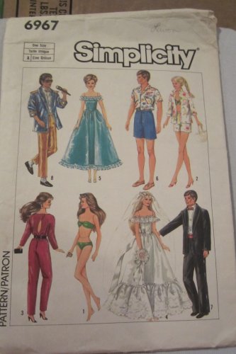 Simplicity 6967 Clothes for 11.5" doll such as Barbie and 12" doll such as Ken