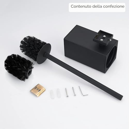 BGL Black Toilet Brush Wall Mount - Square Bathroom Toothbrush Holder 304 Stainless Steel