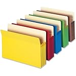 Smead File Pocket, Straight-Cut Tab, 3-1/2" Expansion, Letter Size, Assorted Colors, 5 per Pack (73892)
