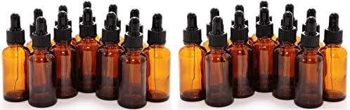12, Amber, 1 oz Glass Bottles, with Glass Eye Droppers ((2.Units))