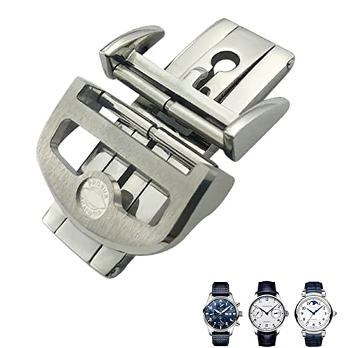 316L Stainless Steel Buckle For IWC Pilot Mark Portugieser Rose Gold Rubber Leather Watchband Folding Clasp