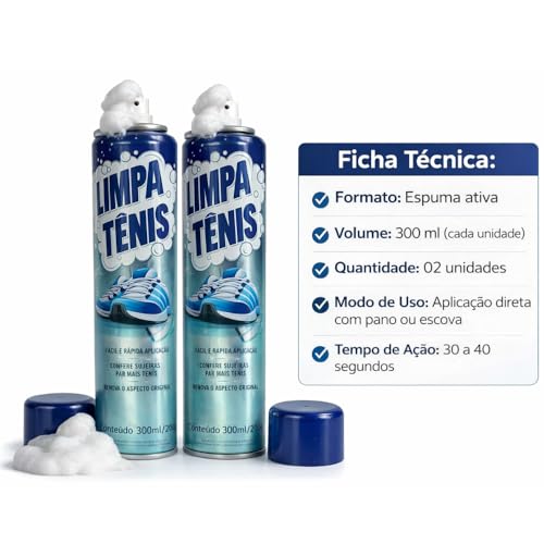 kit 2 Limpa Tênis Premium Espuma Magica para Calcados Petroplus Nylon Borracha Tecido Couro Sintetico