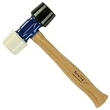 Estwing Rubber Mallet  - 24 oz Double-Face Hammer with Soft/Hard Tips & Hickory Wood Handle - DFH24