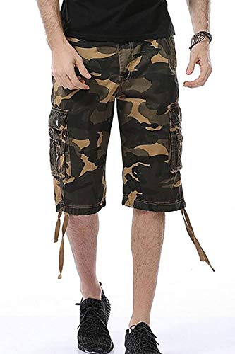 HHGKED Men's Twill Cargo Shorts (Khaki camo, 30)