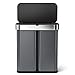 simplehuman 58 Liter / 15.3 Gallon Dual Compartment Rectangular Hands-Free Kitchen Recycling Trash Can with Voice and Motion Sensor, Black Stainless Steel