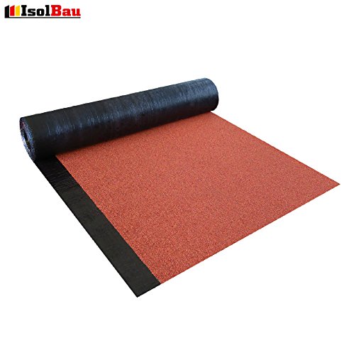 Isolbau Schweißbahn V60 S4 beschiefert - Bitumenbahn mit Glasvlies-Einlage zur Dachabdichtung - Rot, 2 x 5 m² Rolle – Bild 3