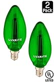 Luxrite LR21262 (2-Pack) Green LED Filament Candelabra Light Bulb, 4-Watt Equivalent to 40w Incandescent, Bright Green Color, 350 Lumens, 15,000 Hr Life, E12 Candelabra Base
