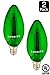 Luxrite LR21262 (2-Pack) Green LED Filament Candelabra Light Bulb, 4-Watt Equivalent to 40w Incandescent, Bright Green Color, 350 Lumens, 15,000 Hr Life, E12 Candelabra Base