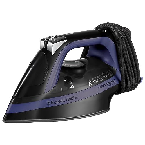 Russell Hobbs steam iron [2400W, 200g extra steam boost] EasyStore Pro (temperature for all fabrics, space-saving cord storage, ceramic soleplate, self-cleaning, anti-limescale) 26731-56