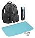Swish Baby Diaper Bag Backpack w/Insulated Pockets and Stroller Strap - Large Waterproof Multi-Function Travel Organizer - Changing Pad, Bottle Holder and Pacifier Clip Included (Black)