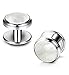 LOYALLOOK 8pcs Mens Silver Tone Mother of Pearl Shell Round Cufflinks and Shirt Stud Set Tuxedo Shirts Business Wedding