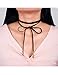 Mudder Long Black Velvet PU Leather Chain Stretch Tattoo Choker Tassel Necklace